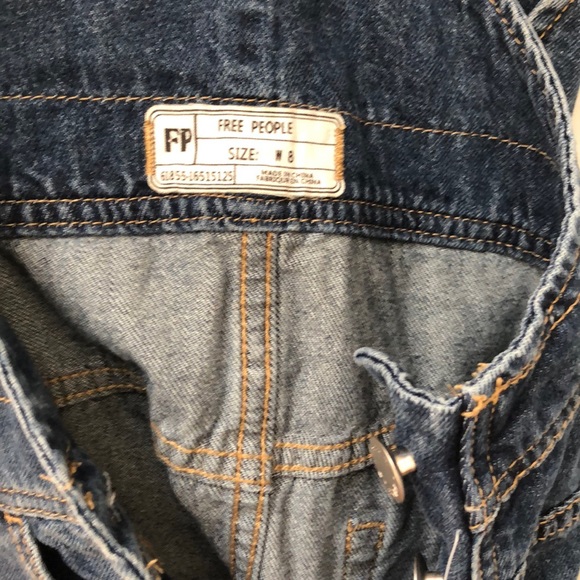Free People Torn Up Denim Jumper sz 8 - Picture 6 of 7